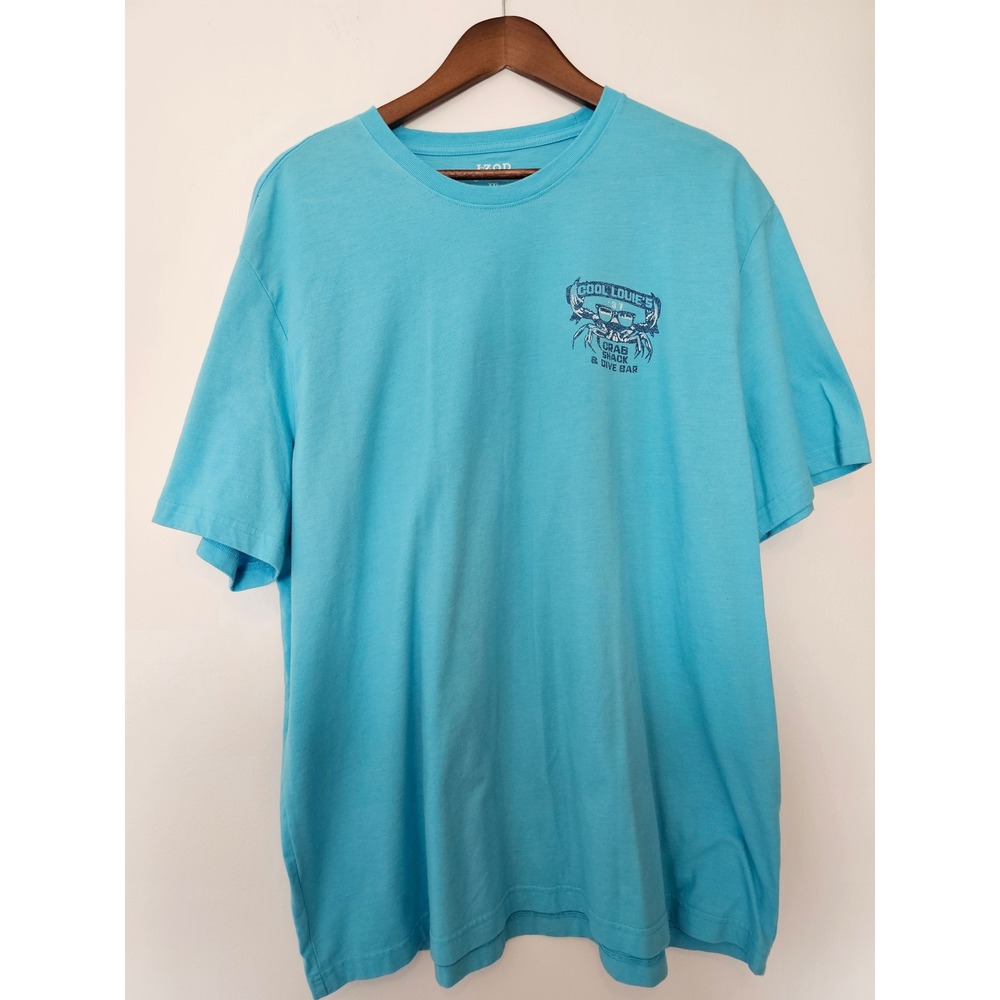 [Beachwear] IZOD Saltwater Graphic T-Shirt Mens XXL Blue Cool Louies Crab Shack